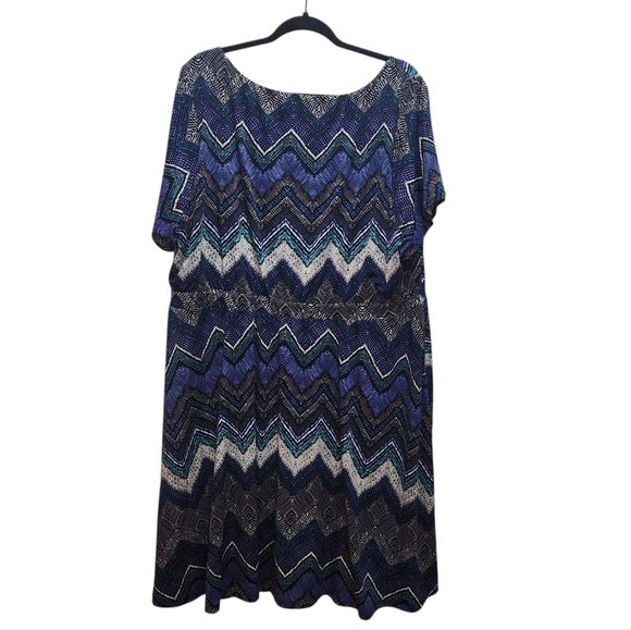 EUC IGIGI Adora Chevron Plus Size 22/24 Dress Blue Aqua Black Career Easter - Picture 4 of 5